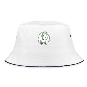 Sheep Eats Grasses Eat Grass Hungry Funny - Bucket Hat - white/navy - Front