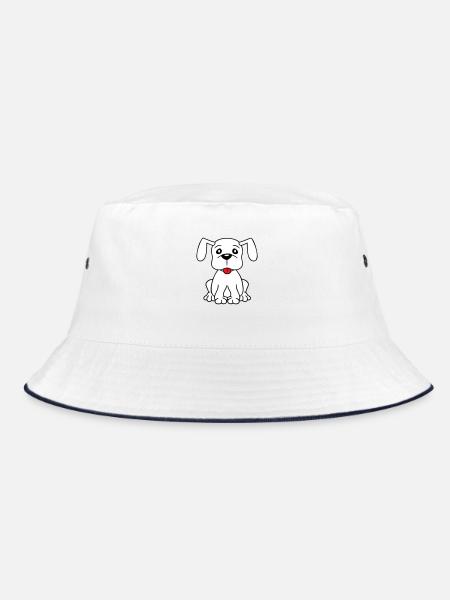 chien assis mignon petit chiot heureux animal de compagnie - Bob - blanc/marine - Devant