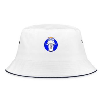 Vogel Motorrad fahren Biker Motorradfahrer Hobby - Bucket Hat - Weiß/Navy - Vorne
