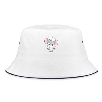 Niedliche spähende Babymaus mit Kochhut - Bucket Hat - Weiß/Navy - Vorne