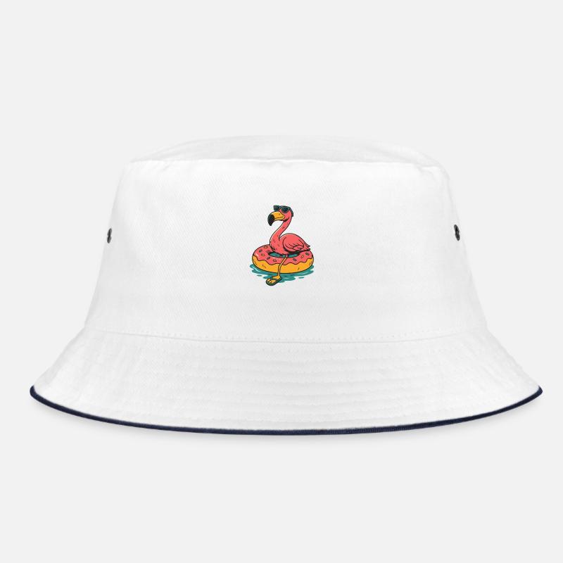 Flamingo im Pool Donut Bucket Hat