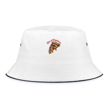 Slice of Happiness - Pizza - Bucket Hat - Weiß/Navy - Vorne