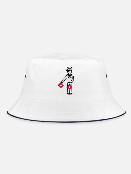 Sailor A1 one Winker alphabet - Bucket Hat - white/navy - Front