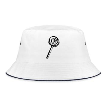 Lolli Lutscher Design klassisch - Bucket Hat - Weiß/Navy - Vorne