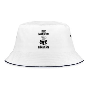 Biergarten Spruch Bier Alkohol Freunde Geschenk - Bucket Hat - Weiß/Navy - Vorne