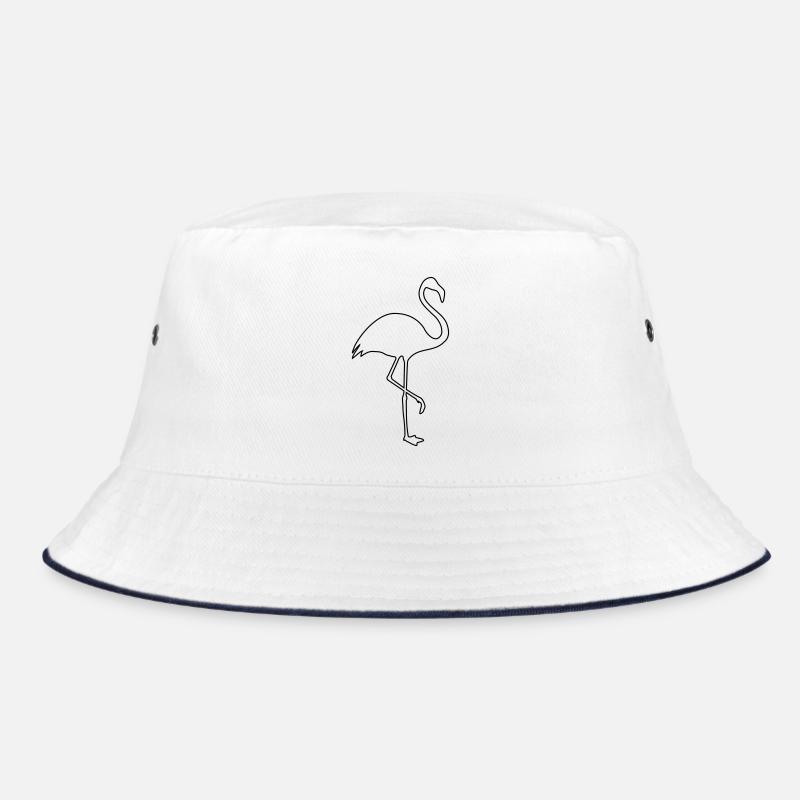 Flamingo silhouette summer sun beach - Bucket Hat - white/navy