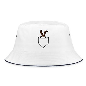 rabbit rabbit rescue breast pocket hase - Bucket Hat - white/navy - Front