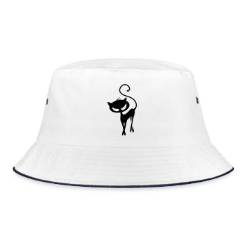 A black cat - Bucket Hat - white/navy - Front