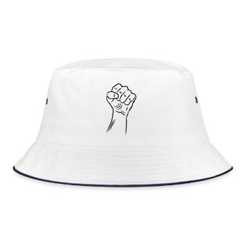 Fist / Raised fist / Revolution / Defiance - Bucket Hat - white/navy - Front