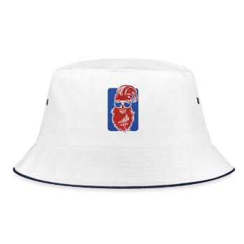 head of death hipster bearded skull crane design fant - Bucket Hat - white/navy - Front