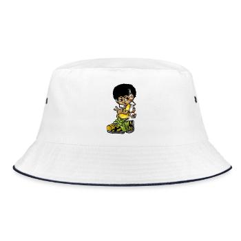 VIntage hip hop b-boy - Bucket Hat - white/navy - Front