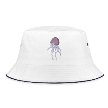 Qualle - Bucket Hat - Weiß/Navy - Vorne