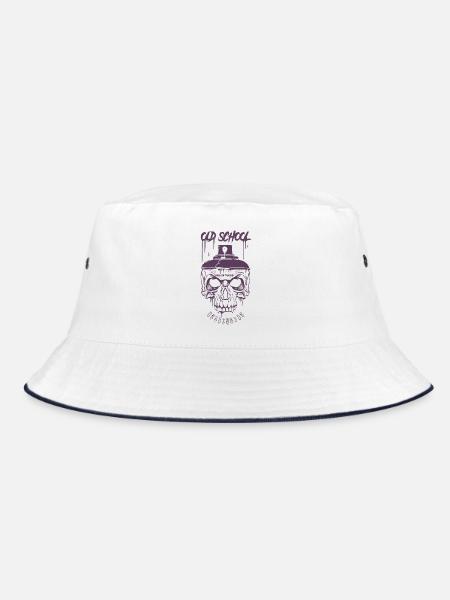 Totenkopf Punk Kunst Retro - Bucket Hat - Weiß/Navy