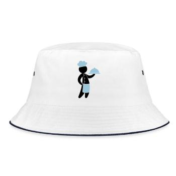 A gourmet chef serves guests - Bucket Hat - white/navy - Front