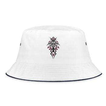 Tribal Tattoo – Maskulines Kraftsymbol - Bucket Hat - Weiß/Navy - Vorne
