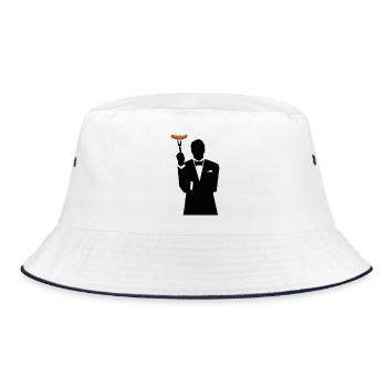 Smoking Silhouette mit Hotdog - Bucket Hat - Weiß/Navy - Vorne