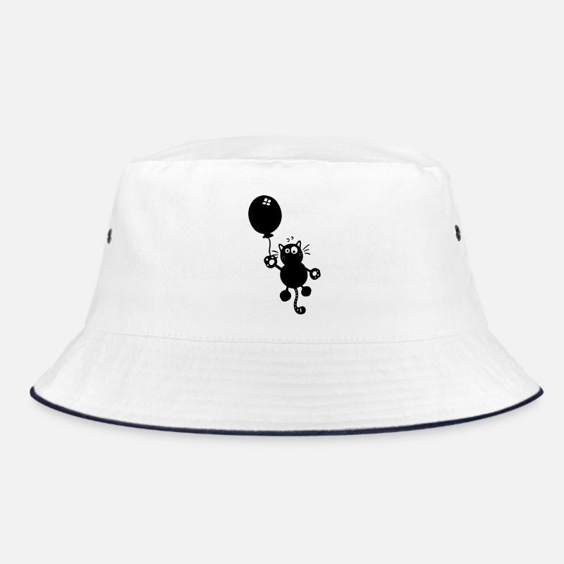 Katze mit Ballon - Bucket Hat - Weiß/Navy