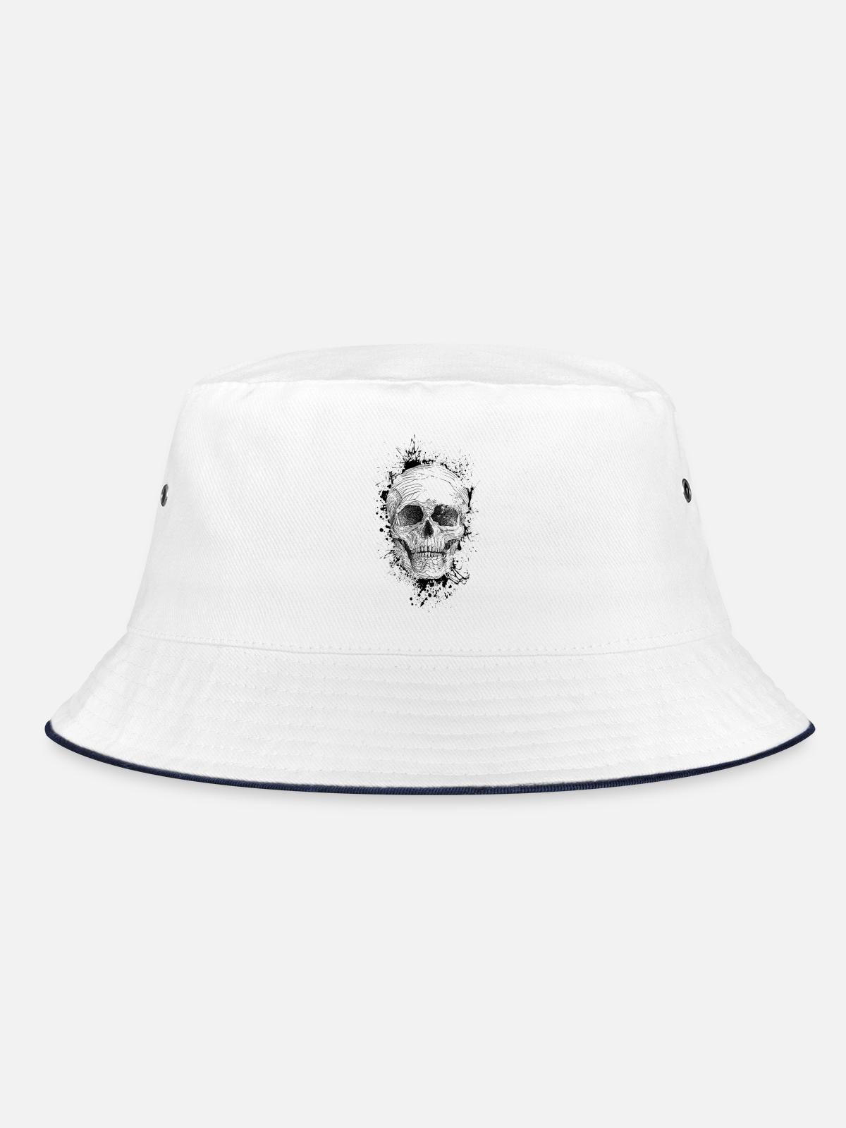 Schädel - Bucket Hat - Weiß/Navy - Vorne