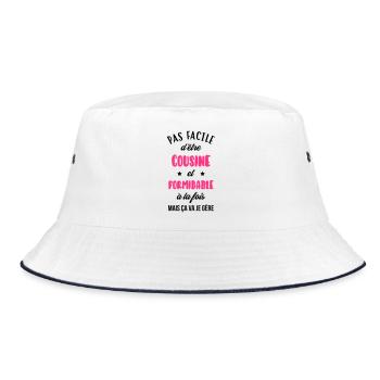 Cousin - Cousine - Famille - Naissance - Bébé - Bucket Hat - white/navy - Front