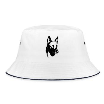 Malinois head - Bucket Hat - white/navy - Front