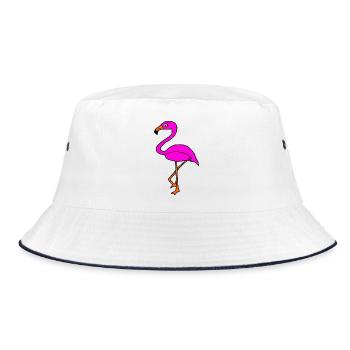 Flamingos Vogel Vögelchen Tiere Geschenk - Bucket Hat - Weiß/Navy - Vorne