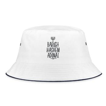 Baruch HaShem Adonai - Bucket Hat - white/navy - Front