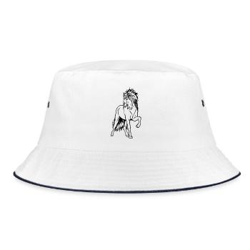 Island Hengst - Bucket Hat - Weiß/Navy - Vorne
