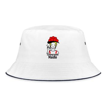 Lustiges Schwarzwald Maidle Bollenhut Design - Bucket Hat - Weiß/Navy - Vorne