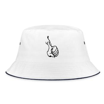 Anglerdaumen Thumbs up Nokidding Logo - Bucket Hat - Weiß/Navy - Vorne