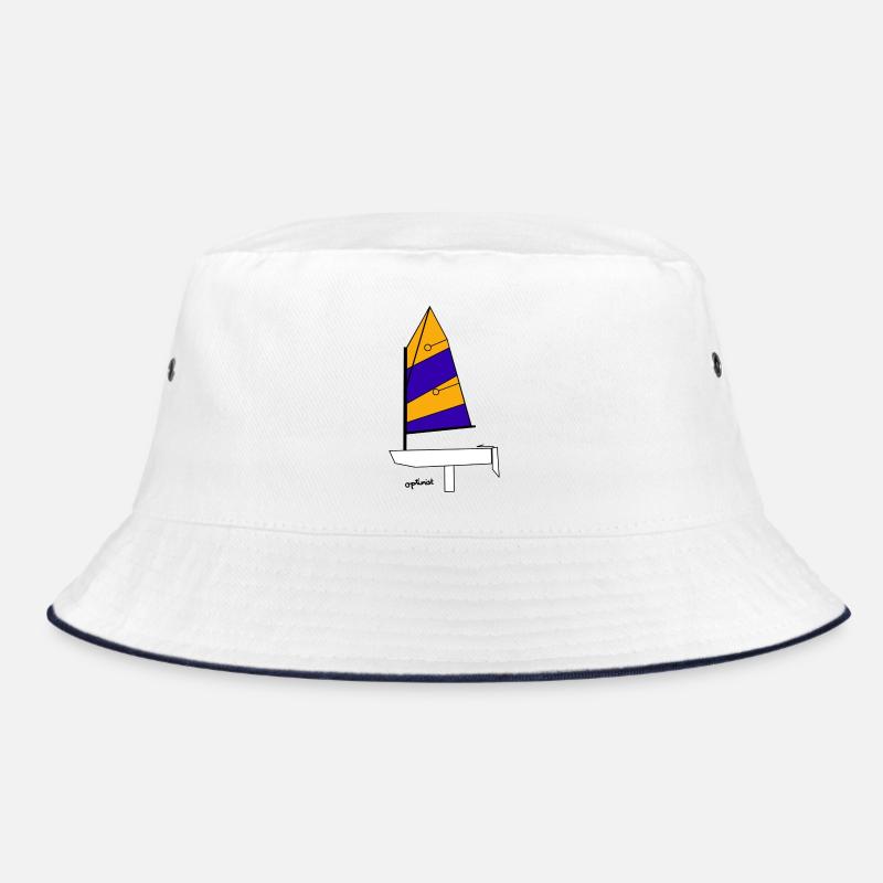 Optimist Segelboot Variante 1 - Bucket Hat - Weiß/Navy