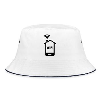 Smartphone home logo Home with text WIFI - Bucket Hat - white/navy - Front