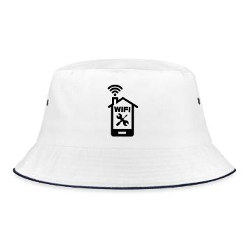 Smartphone home logo Home WIFI with tools - Bucket Hat - white/navy - Front