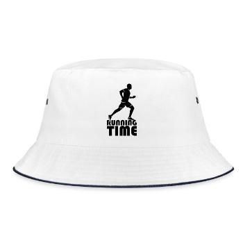 running time icon logo icon runner illustration - Bucket Hat - white/navy - Front
