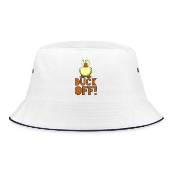 Duck off! Rot on with duck! # - Bucket Hat - white/navy - Front