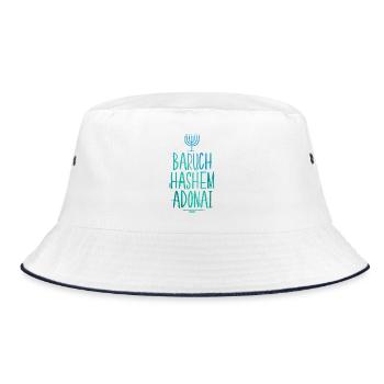 Baruch Hashem Adonai - Bucket Hat - white/navy - Front