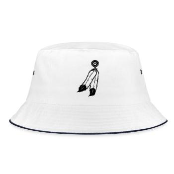 Feder Schmuck - Bucket Hat - Weiß/Navy - Vorne