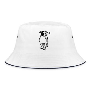 Jack Russell Terrier - Bucket Hat - Weiß/Navy - Vorne