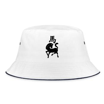 Chinese character horse with horse image - Bucket Hat - white/navy - Front