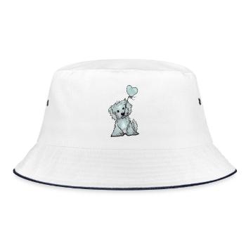 Hund und Luftballon - Bucket Hat - Weiß/Navy - Vorne
