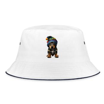 Stylish Pup - Bucket Hat - white/navy - Front