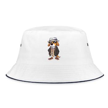 beagle hut sonnenbrille - Bucket Hat - Weiß/Navy - Vorne
