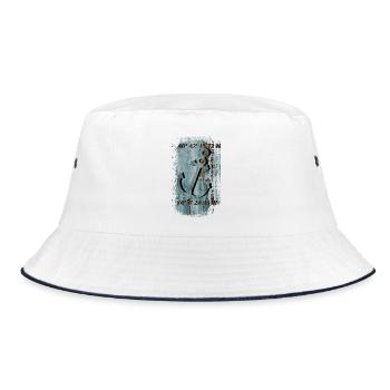 Anchor with coordinates - Bucket Hat - white/navy - Front