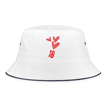 18. 18 YEARS OLD. 18th ANNIVERSARY. BIRTHDAY 18 YEARS. - Bucket Hat - white/navy - Front