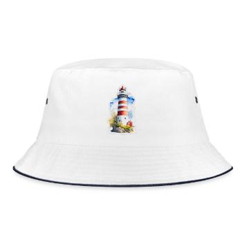 Leuchtturm - Bucket Hat - Weiß/Navy - Vorne