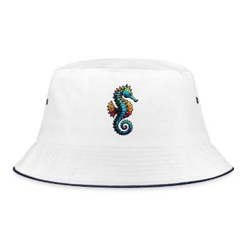 Seahorse - Bucket Hat - white/navy - Front
