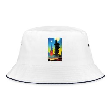 Futuristic skyline with moonlight - Bucket Hat - white/navy - Front