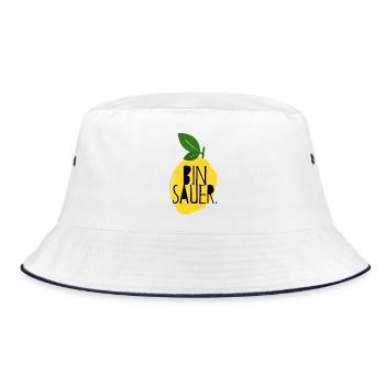 Bin sauer - Zitrone - Schlechte Laune - Statement - Bucket Hat - Weiß/Navy - Vorne