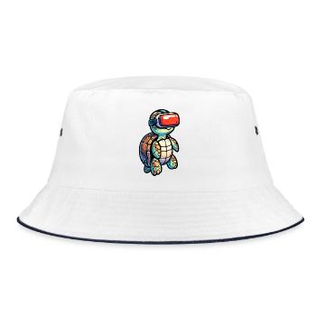 Virtual Shell: The VR Turtle - Bucket Hat - white/navy - Front