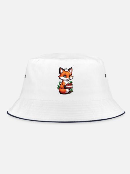 Foxy Cake Delight - Bucket Hat - white/navy - Front