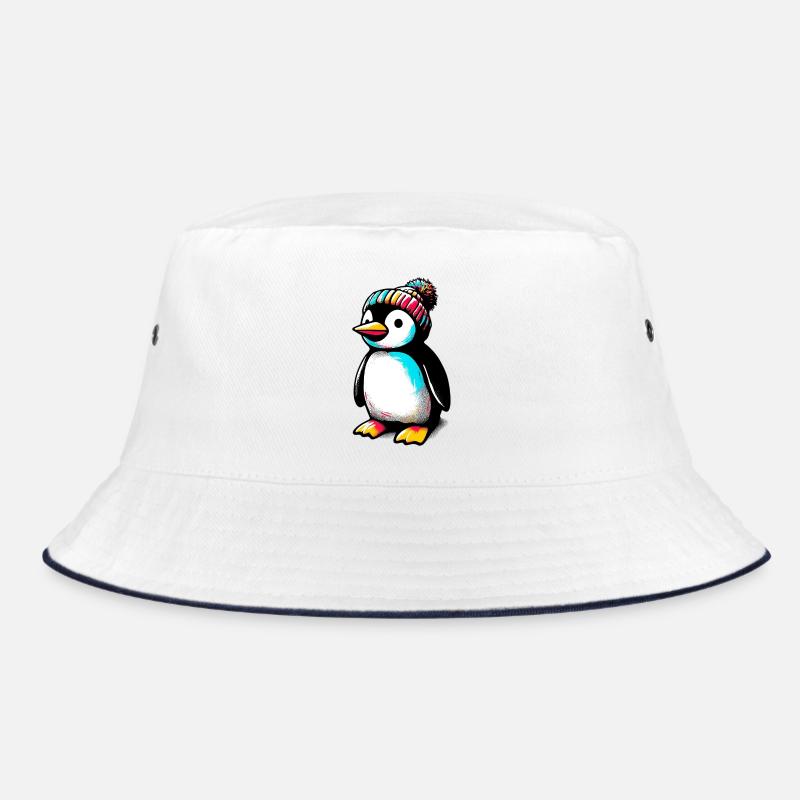 Pinguin mit winterlicher Wollmütze Bucket Hat